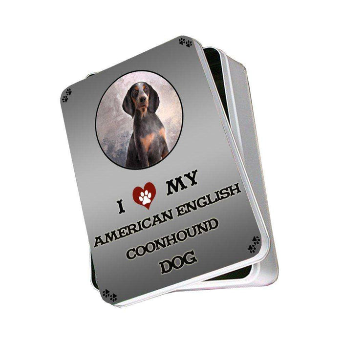 I Love My American English Coonhound Dog Photo Storage Tin