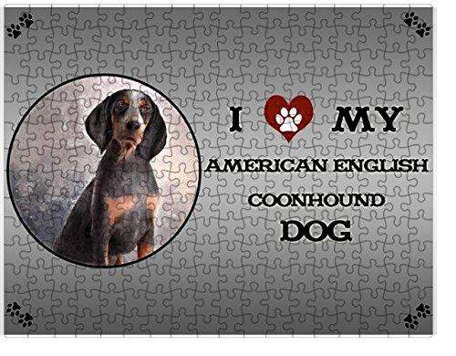 I Love My American English Coonhound Dog Puzzle with Photo Tin