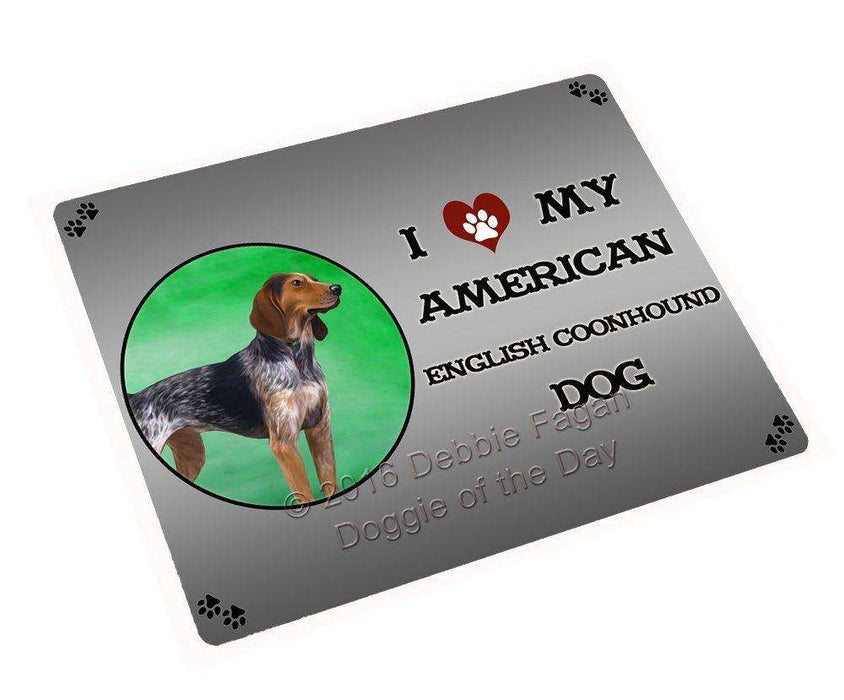 I Love My American English Coonhound Dog Tempered Cutting Board