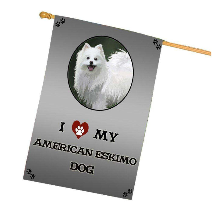 I Love My American Eskimo Dog House Flag