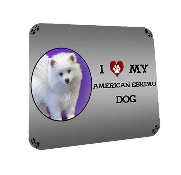 I Love My American Eskimo Puppy Dog Coasters Set of 4