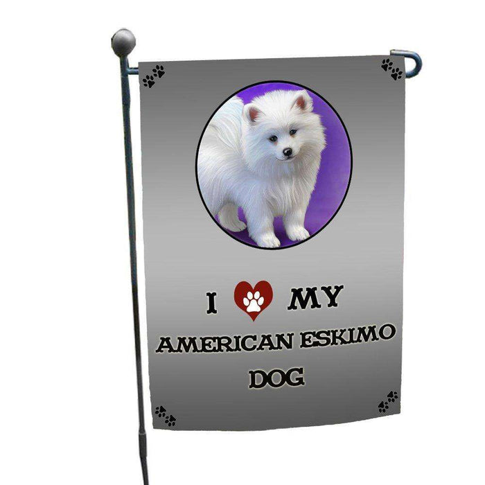 I Love My American Eskimo Puppy Dog Garden Flag