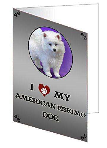 I Love My American Eskimo Puppy Dog Handmade Artwork Assorted Pets Greeting Cards and Note Cards with Envelopes for All Occasions and Holiday Seasons