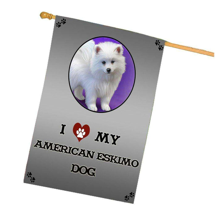 I Love My American Eskimo Puppy Dog House Flag
