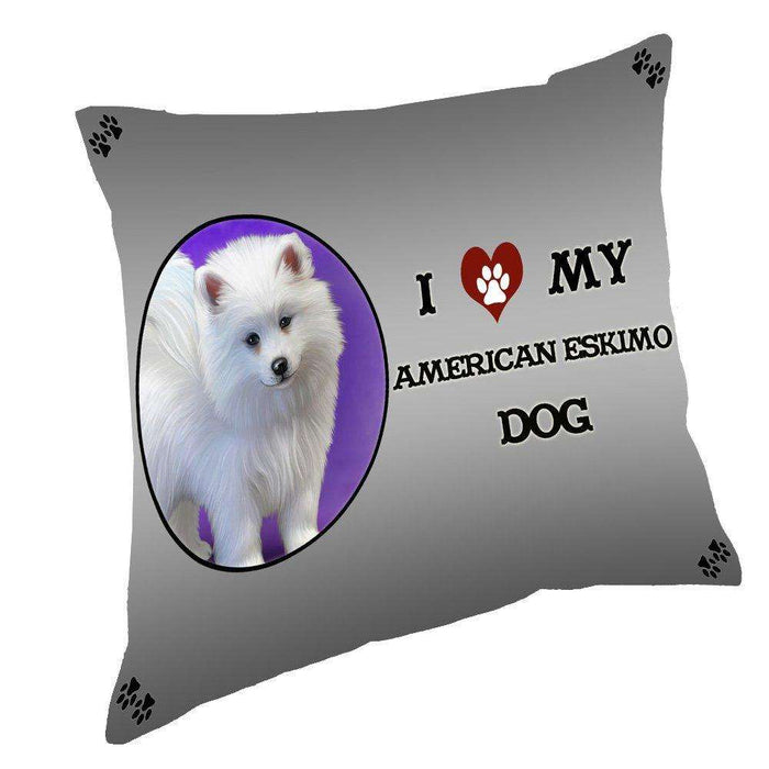 I Love My American Eskimo Puppy Dog Throw Pillow