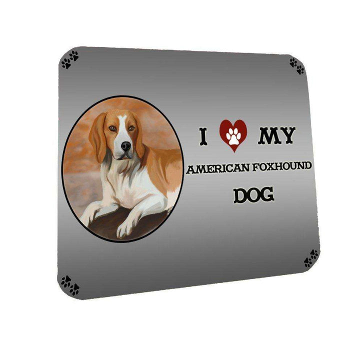 I Love My American Foxhound Dog Coasters Set of 4