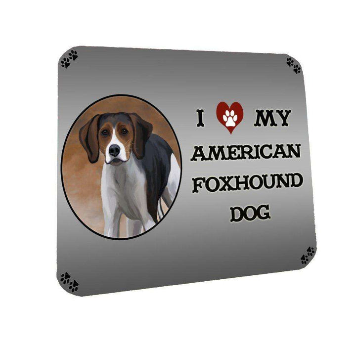 I Love My American Foxhound Dog Coasters Set of 4