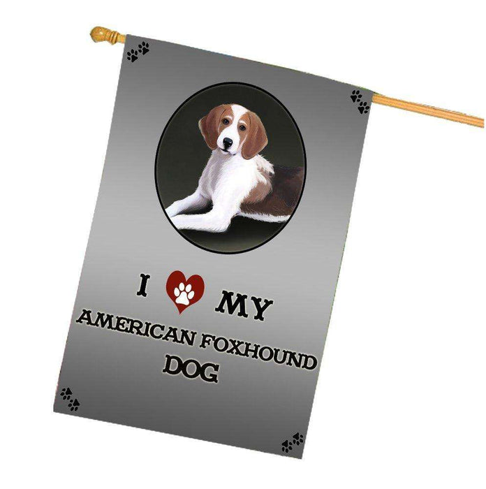 I Love My American Foxhound Dog House Flag