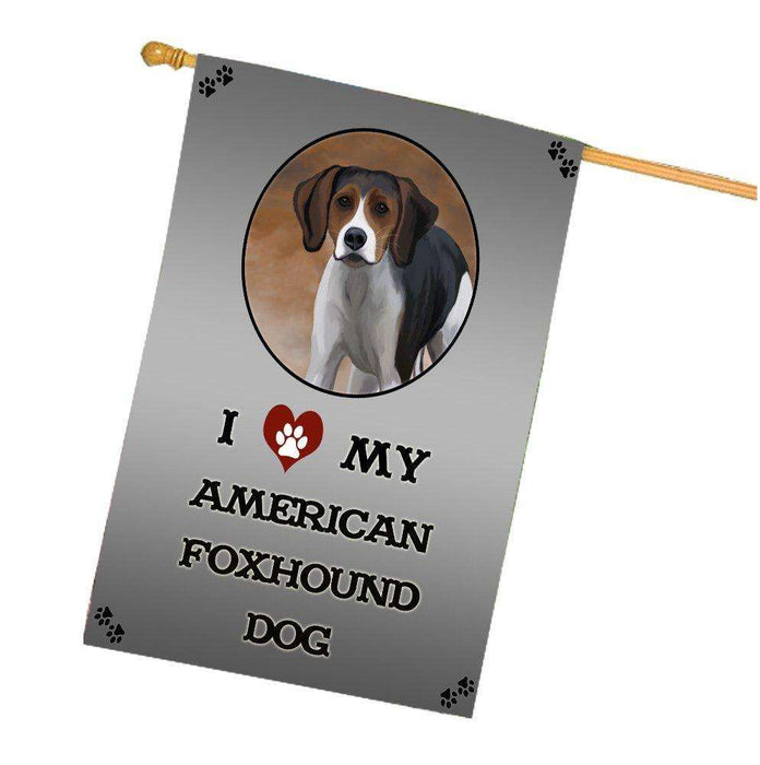 I Love My American Foxhound Dog House Flag