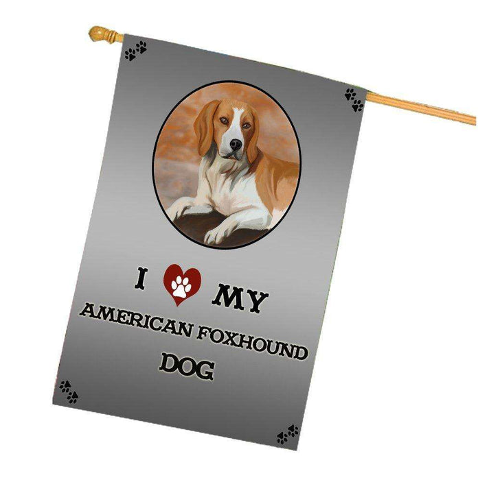 I Love My American Foxhound Dog House Flag