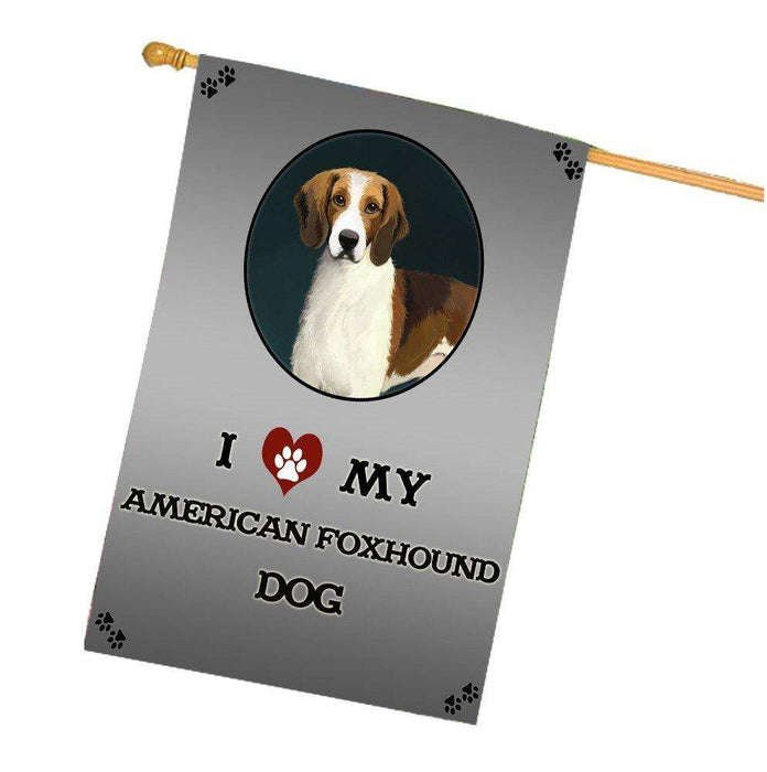 I Love My American Foxhound Dog House Flag