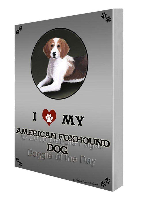 I Love My American Foxhound Dog Painting Printed on Canvas Wall Art