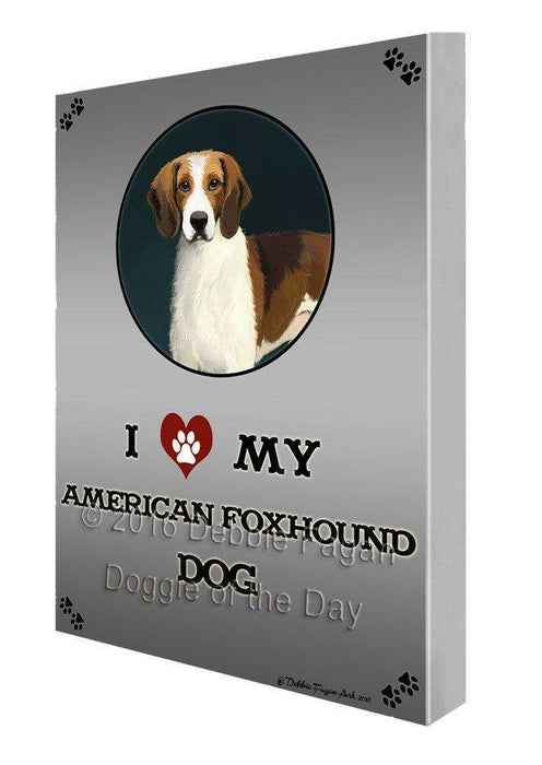 I Love My American Foxhound Dog Painting Printed on Canvas Wall Art