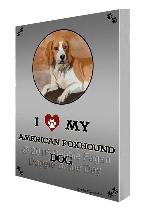 I Love My American Foxhound Dog Painting Printed on Canvas Wall Art