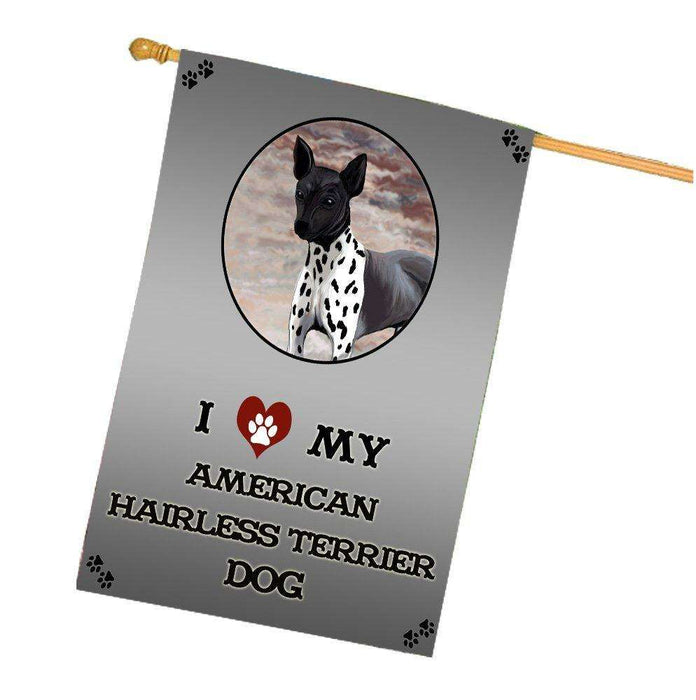 I Love My American Hairless Terrier Dog House Flag