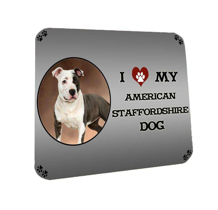 I Love My American Staffordshire Dog Coasters Set of 4