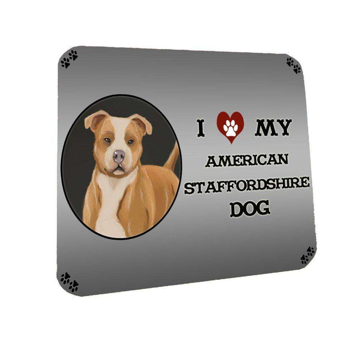 I Love My American Staffordshire Dog Coasters Set of 4