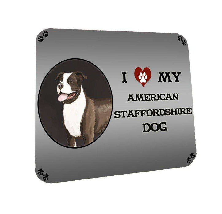 I Love My American Staffordshire Dog Coasters Set of 4