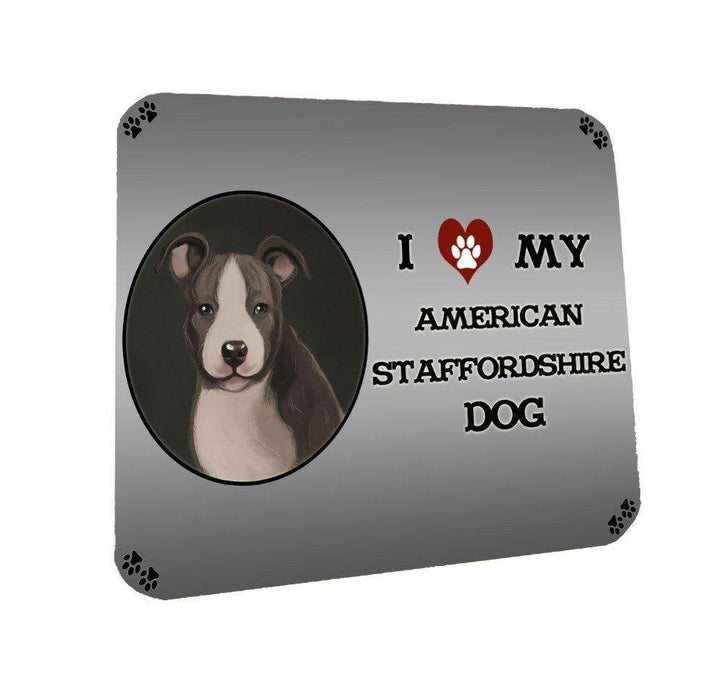 I Love My American Staffordshire Dog Coasters Set of 4