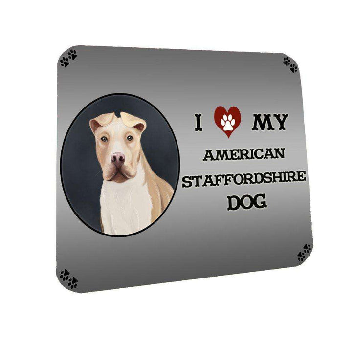 I Love My American Staffordshire Dog Coasters Set of 4