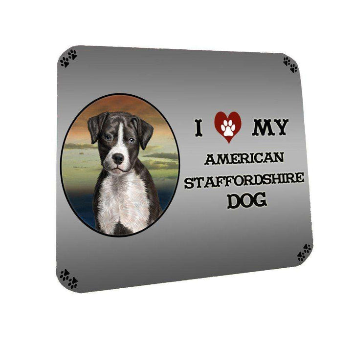 I Love My American Staffordshire Dog Coasters Set of 4