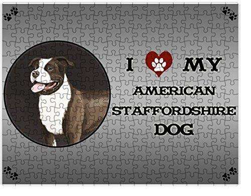 I Love My American Staffordshire Dog Puzzle with Photo Tin