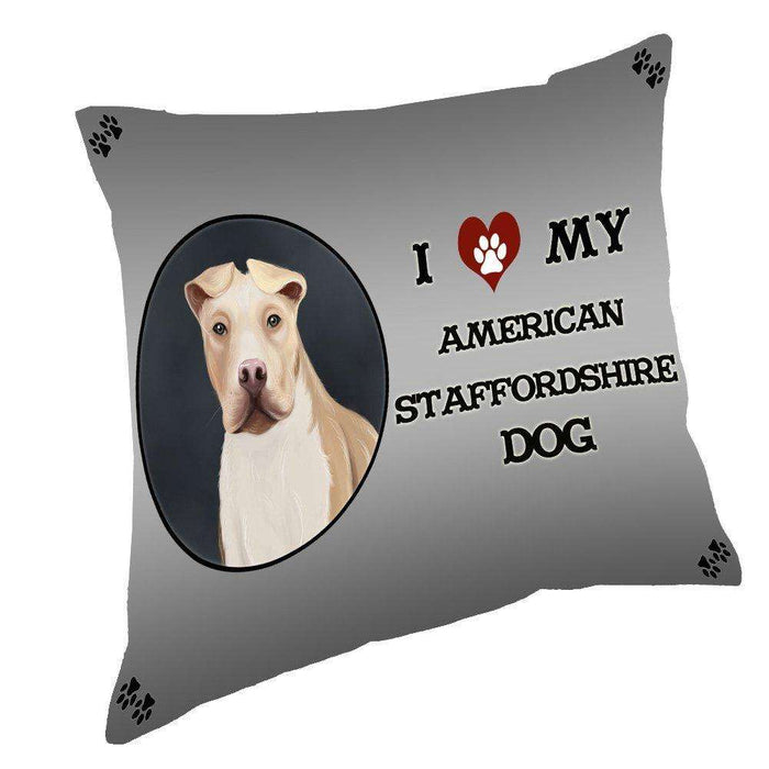 I Love My American Staffordshire Dog Throw Pillow