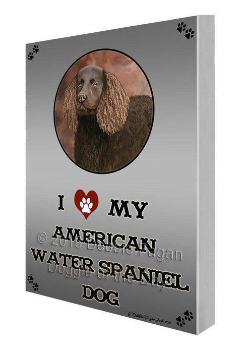 I Love My American Water Spaniel Dog Painting Printed on Canvas Wall Art