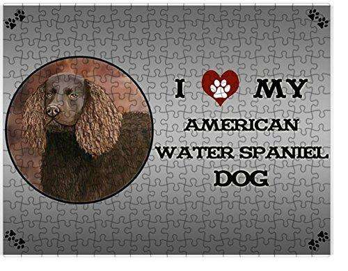 I Love My American Water Spaniel Dog Puzzle with Photo Tin