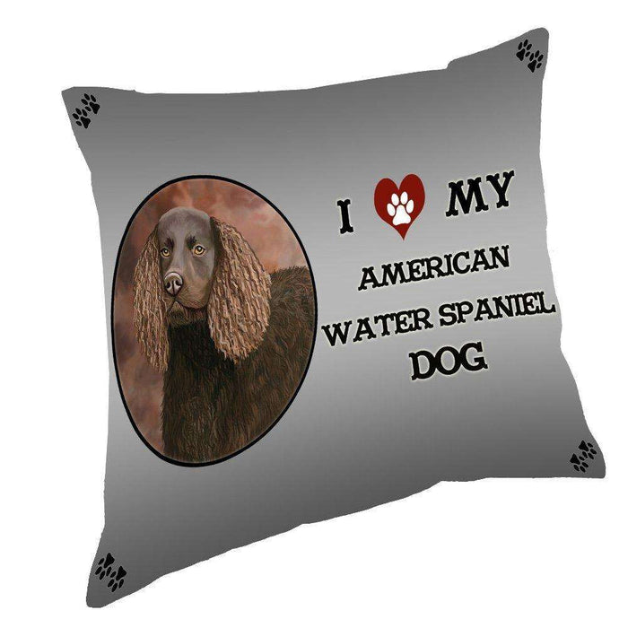 I Love My American Water Spaniel Dog Throw Pillow