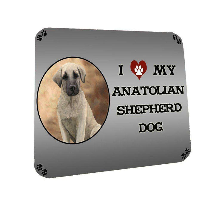 I Love My Anatolian Shepherd Puppy Dog Coasters Set of 4