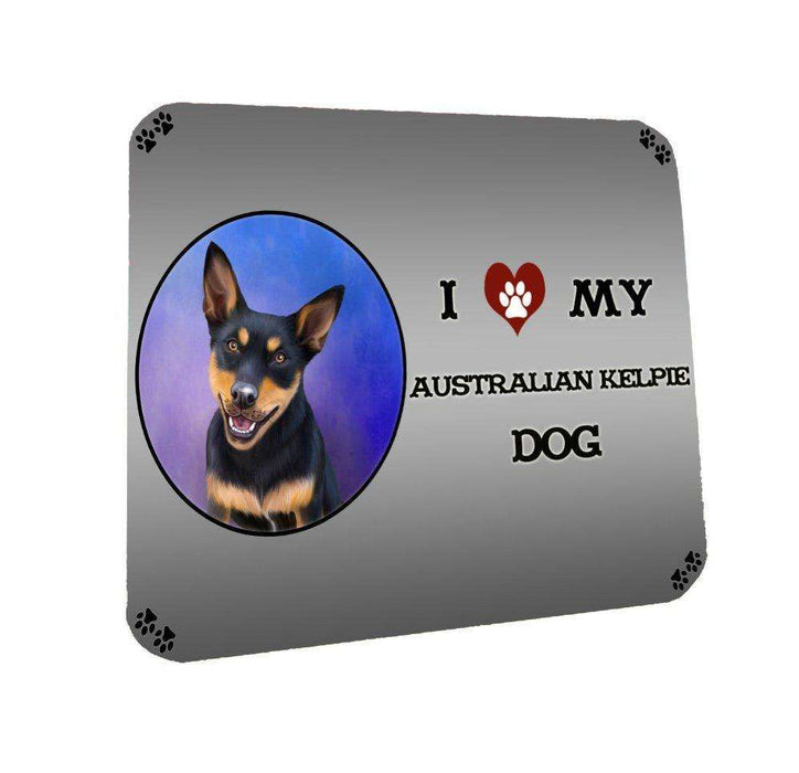 I Love My Australian Kelpie Black And Tan Dog Coasters Set of 4