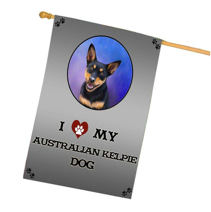 I Love My Australian Kelpie Black And Tan Dog House Flag