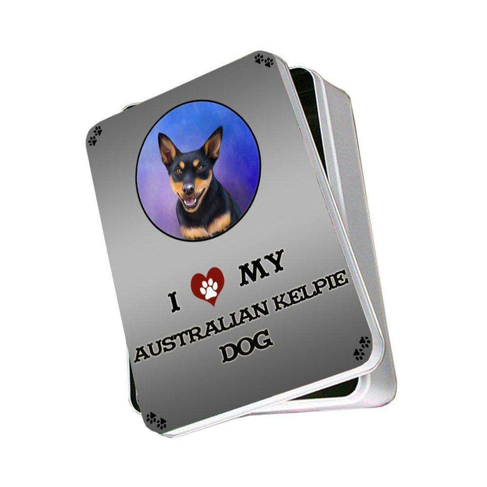 I Love My Australian Kelpie Black And Tan Dog Photo Storage Tin