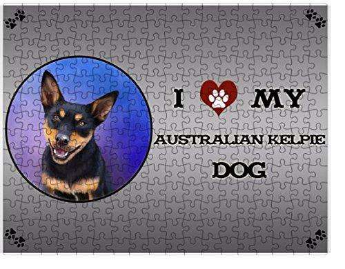 I Love My Australian Kelpie Black And Tan Dog Puzzle with Photo Tin
