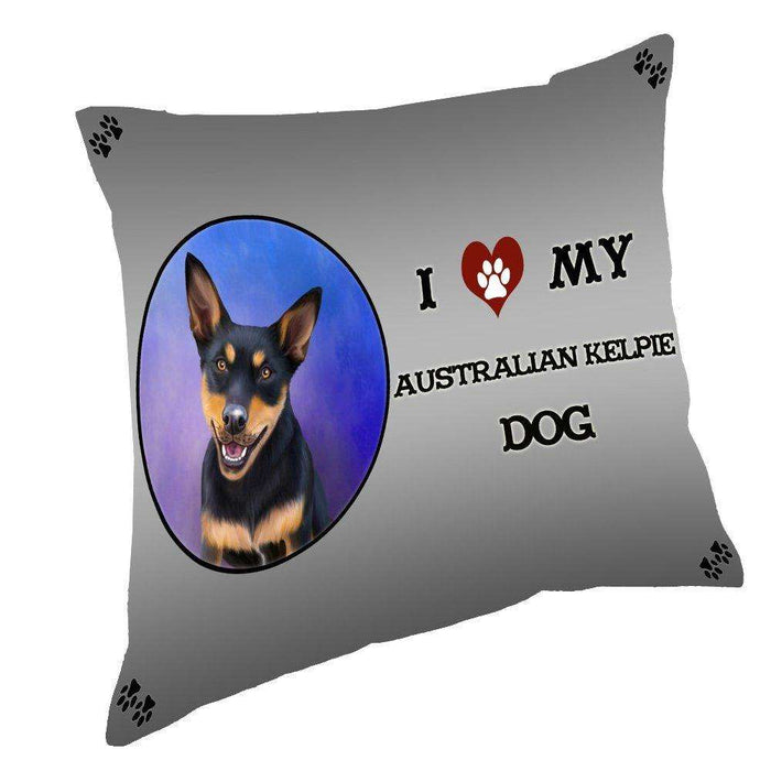 I Love My Australian Kelpie Black And Tan Dog Throw Pillow