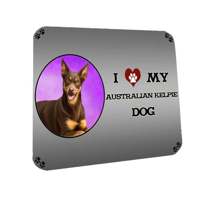 I Love My Australian Kelpie Dog Coasters Set of 4