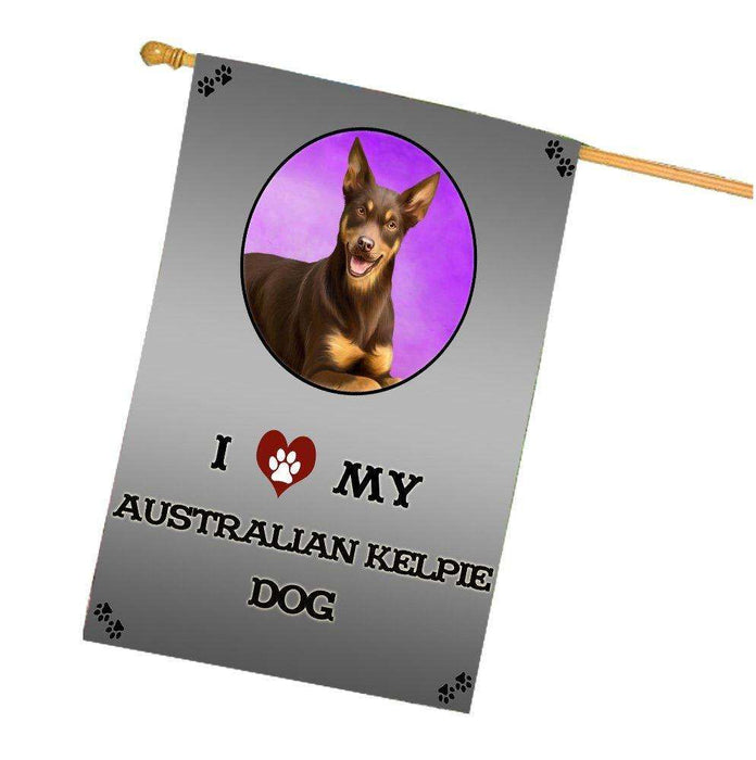 I Love My Australian Kelpie Dog House Flag