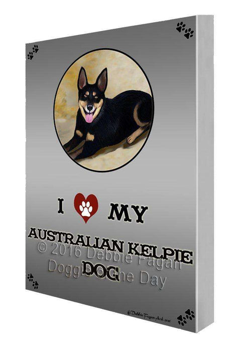 I Love My Australian Kelpie Dog Painting Printed on Canvas Wall Art