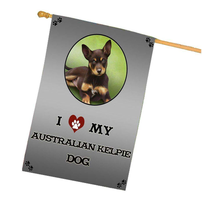 I Love My Australian Kelpie Puppy Dog House Flag