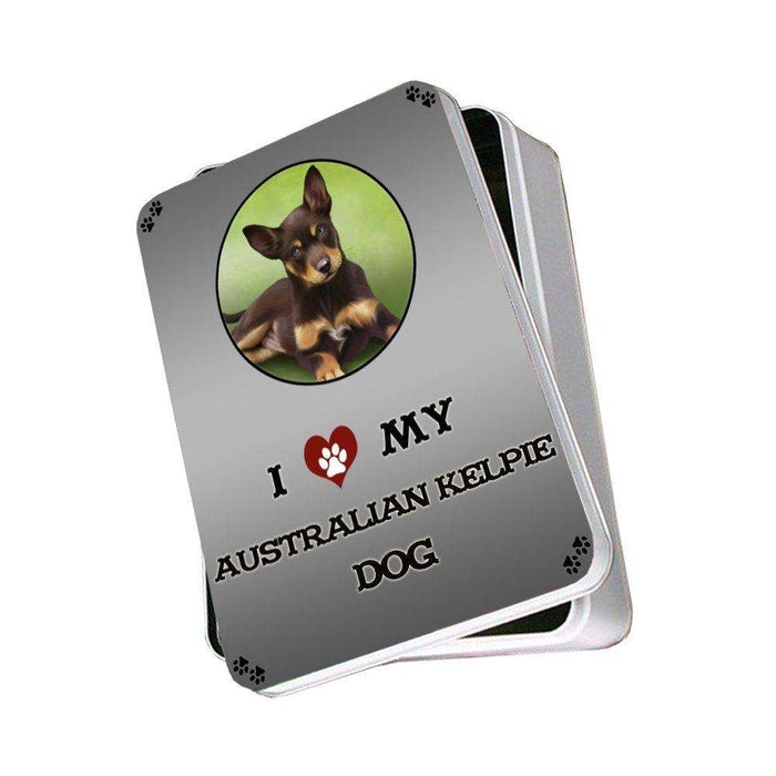 I Love My Australian Kelpie Puppy Dog Photo Storage Tin