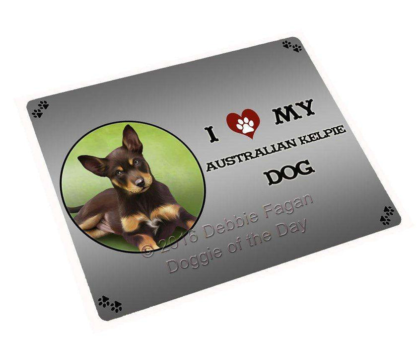 I Love My Australian Kelpie Puppy Dog Tempered Cutting Board