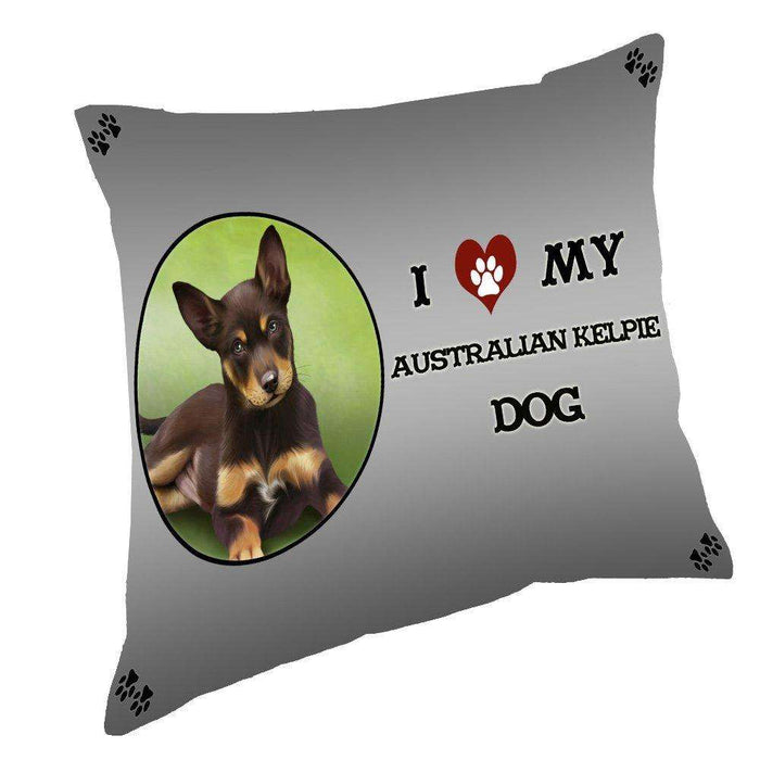 I Love My Australian Kelpie Puppy Dog Throw Pillow