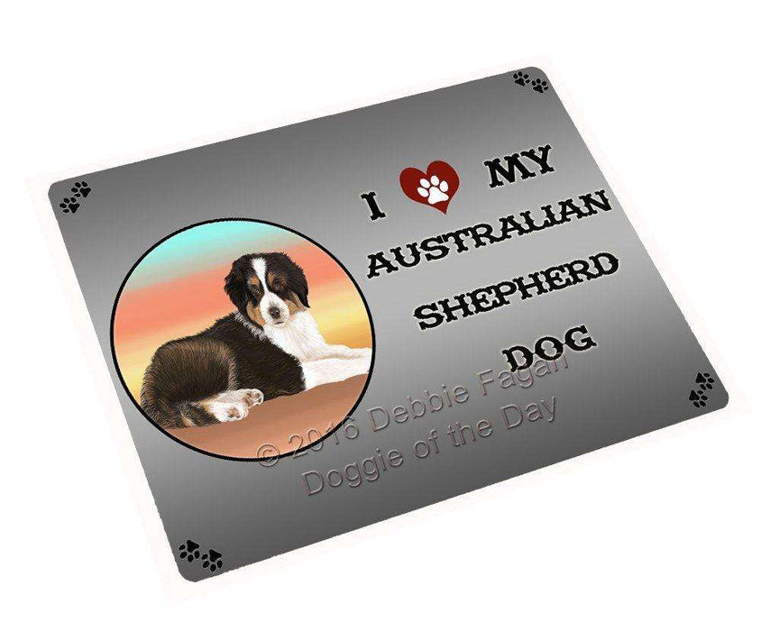 I Love My Australian Shepherd Dog Art Portrait Print Woven Throw Sherpa Plush Fleece Blanket