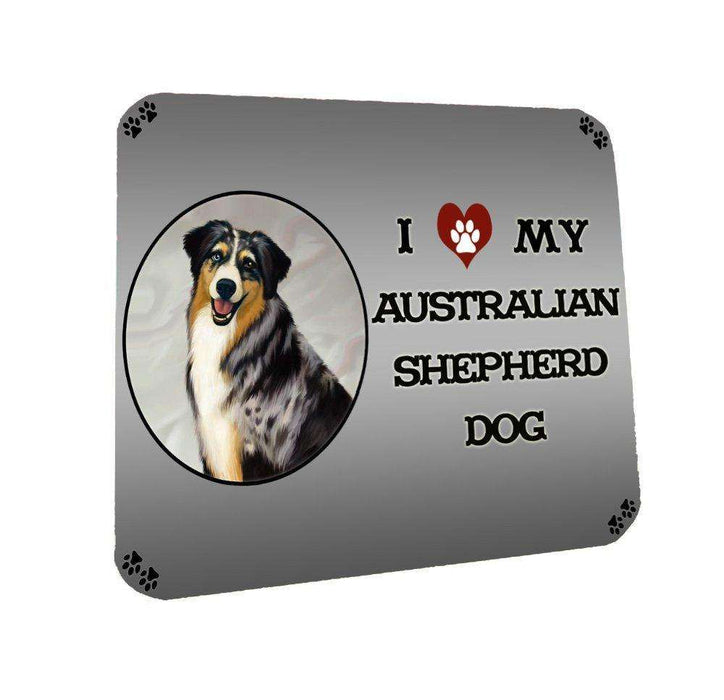 I Love My Australian Shepherd Dog Coasters Set of 4