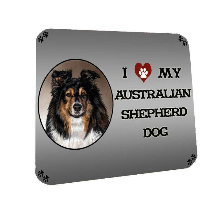 I Love My Australian Shepherd Dog Coasters Set of 4