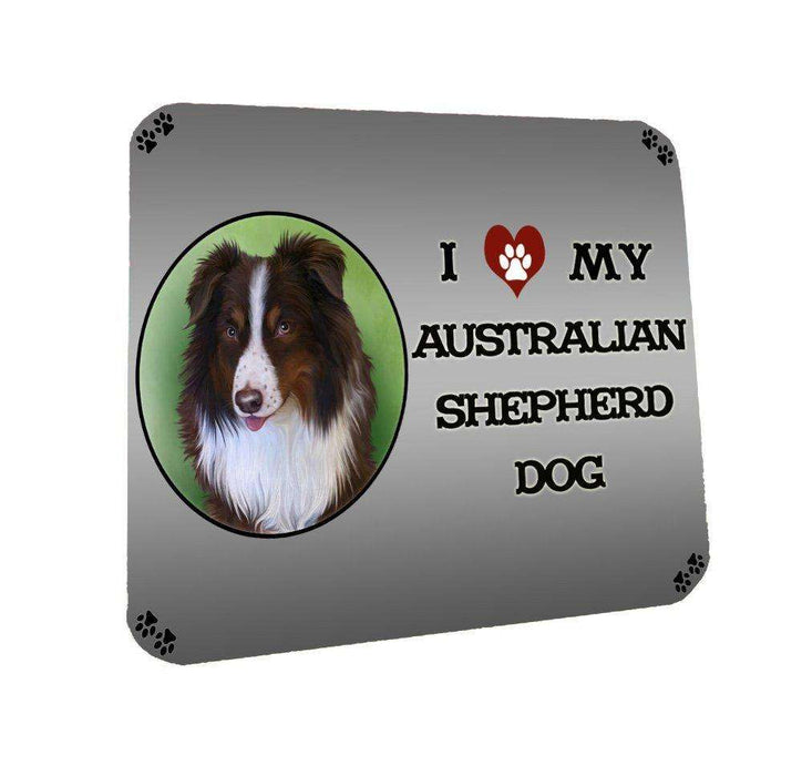 I Love My Australian Shepherd Dog Coasters Set of 4