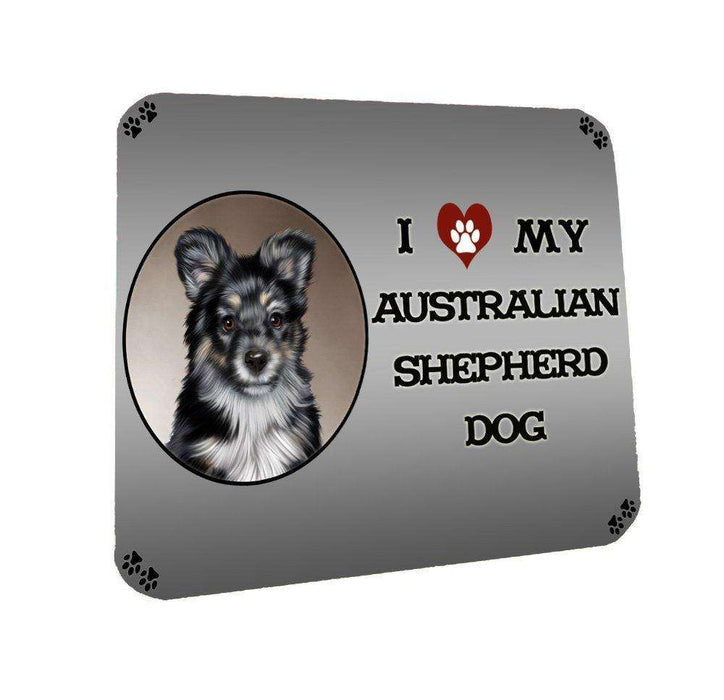 I Love My Australian Shepherd Dog Coasters Set of 4