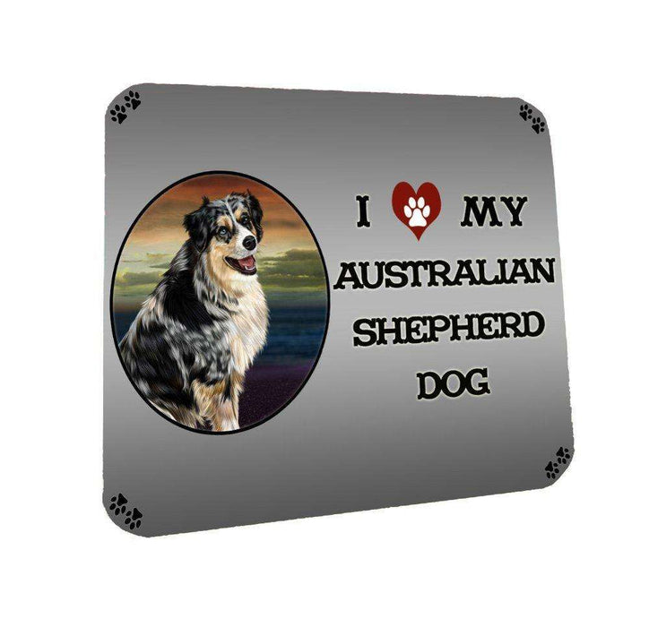 I Love My Australian Shepherd Dog Coasters Set of 4