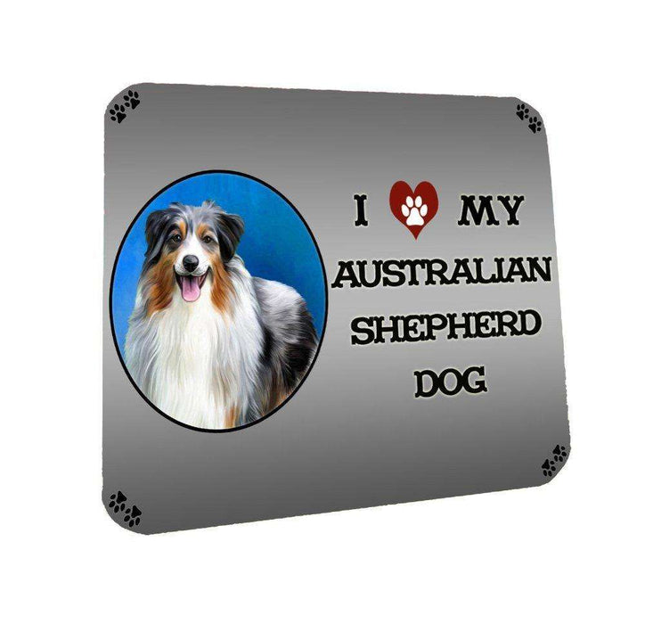 I Love My Australian Shepherd Dog Coasters Set of 4